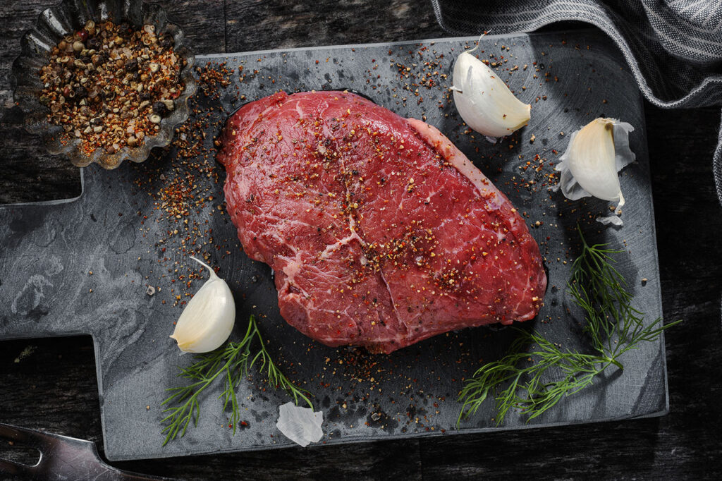 fresh beef knuckle prepared for cooking