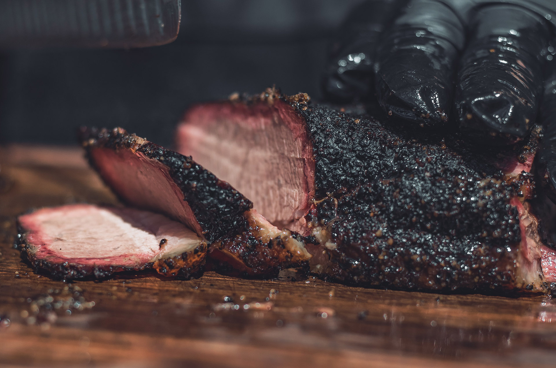 sliced smoked beef brisket